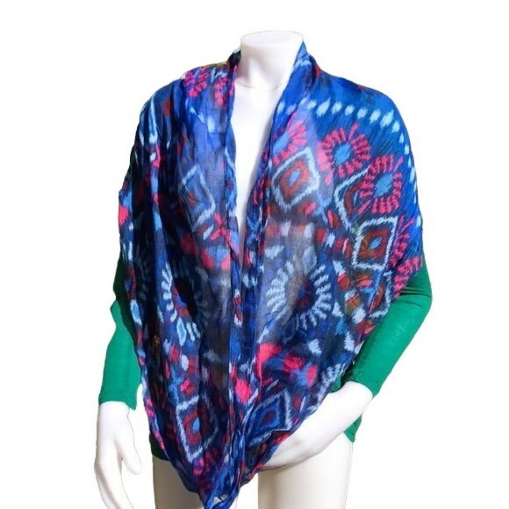 Blue & Pink Infinity Scarf Sheer Lightweight Extra Wide One Size - Picture 2 of 8